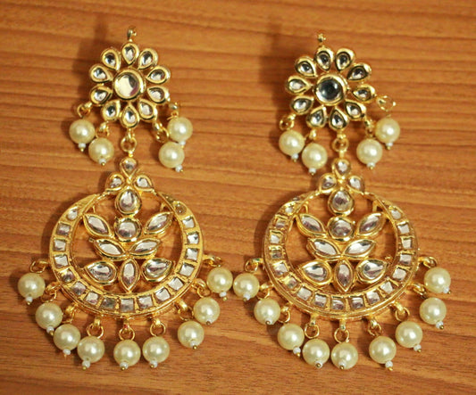 Kundan Meenakari & Pearl Wedding danglers