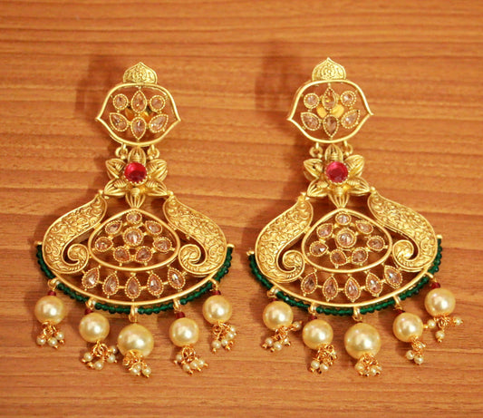 Multicolour Gold Look Polki Danglers