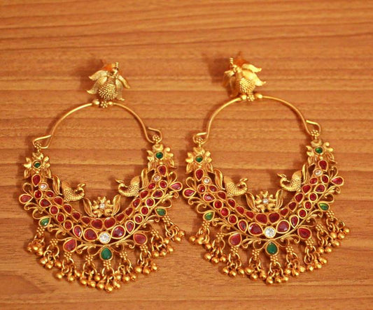 Matt Gold Look Multicolour Peacock Danglers
