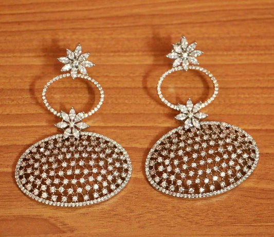 Silver & Rose Gold Diamond Look Danglers