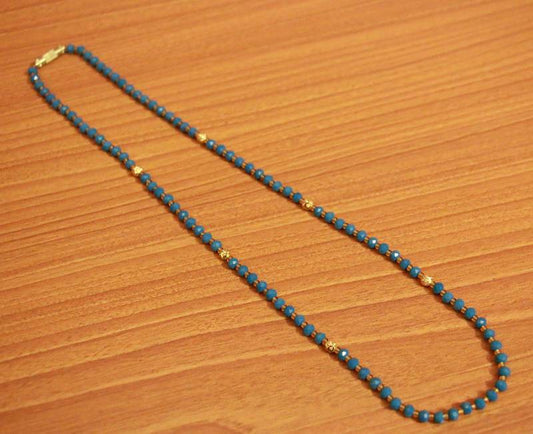 Blue Crystal Gold Bead necklace