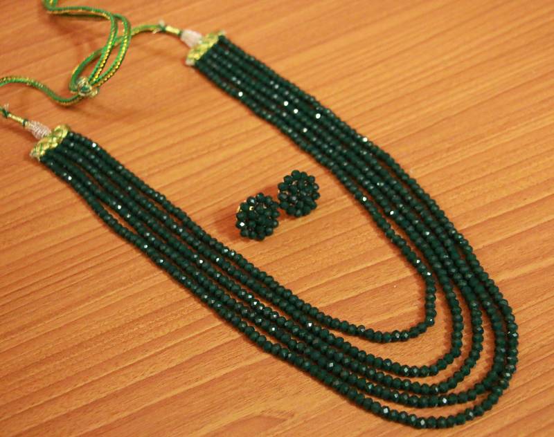 Vtg Green Glass Beads Necklace Dark Forest Green Single Strand Elegant -  Ruby Lane
