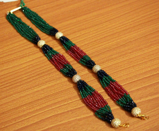 Multicolour Cz Studded Designer Pendant Chain