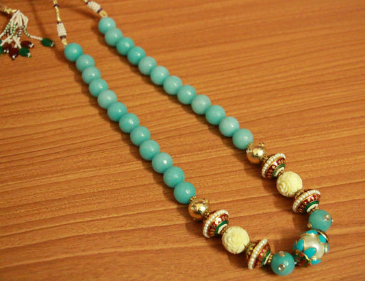 Turquoise Colour Meenakari Beads Necklace