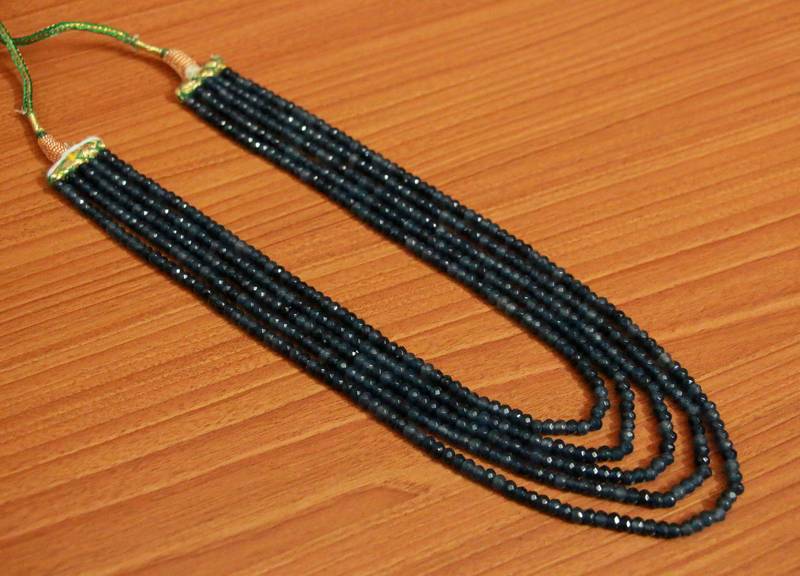 5 Line Blue Quartz Semi Precious Necklace