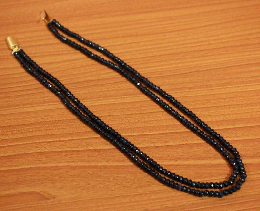 Two Line Semi Precious Dark Blue Necklace