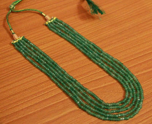 Light Green Quartz Semi Precious 5 Line Necklace