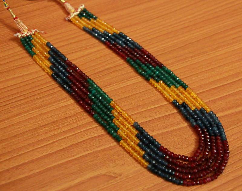5 Line multicolour Semi Precious Necklace