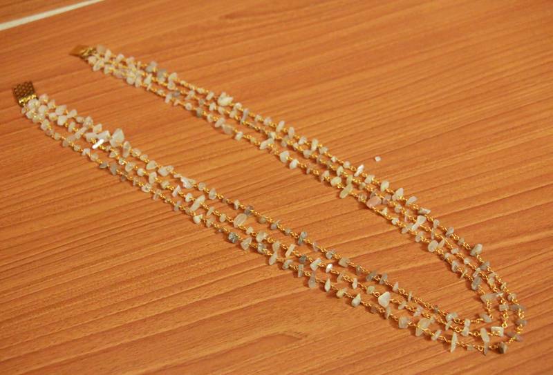 3 Line Semi Prcious Quartz Necklace