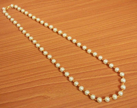 Single Line 8 Mm Pearl Gold Look Necklace