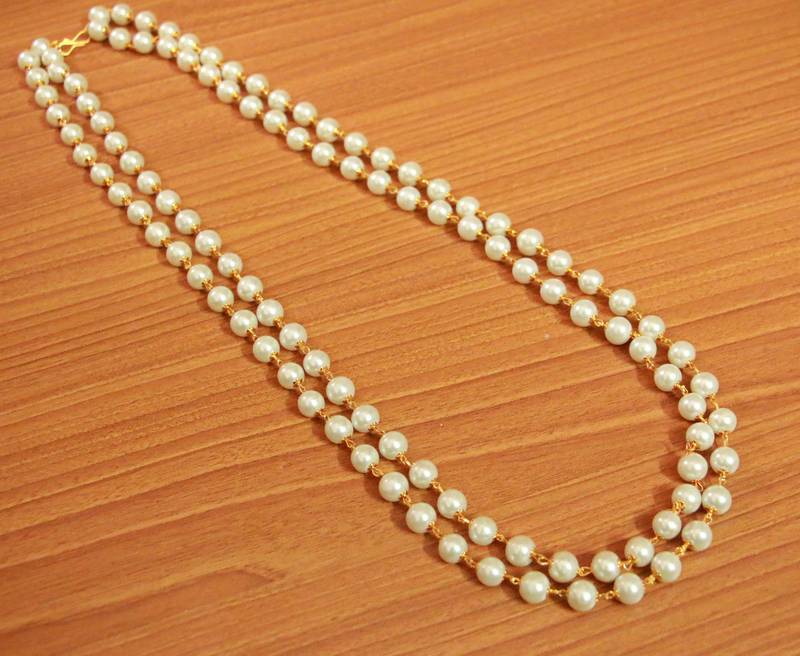 2 Line 8 Mm Pearl Gold Look Necklace