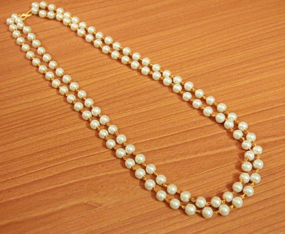 2 Line 8 Mm Pearl Gold Look Necklace