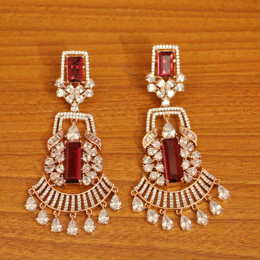 Ruby Rose Gold Diamond Look Danglers