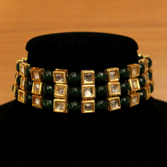 Emerald Look Kundan Meenakari Choker