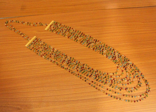 Multicolour Crystal Beads 9 Line Ethnic Necklace