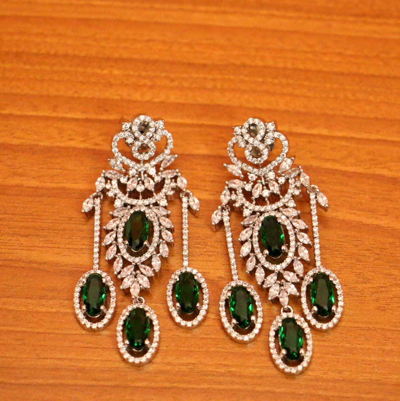 Ruby Silver Plated Diamond Look Danglers