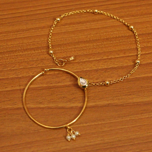 Pear Shaped Kundan Gold Look Nose Ring