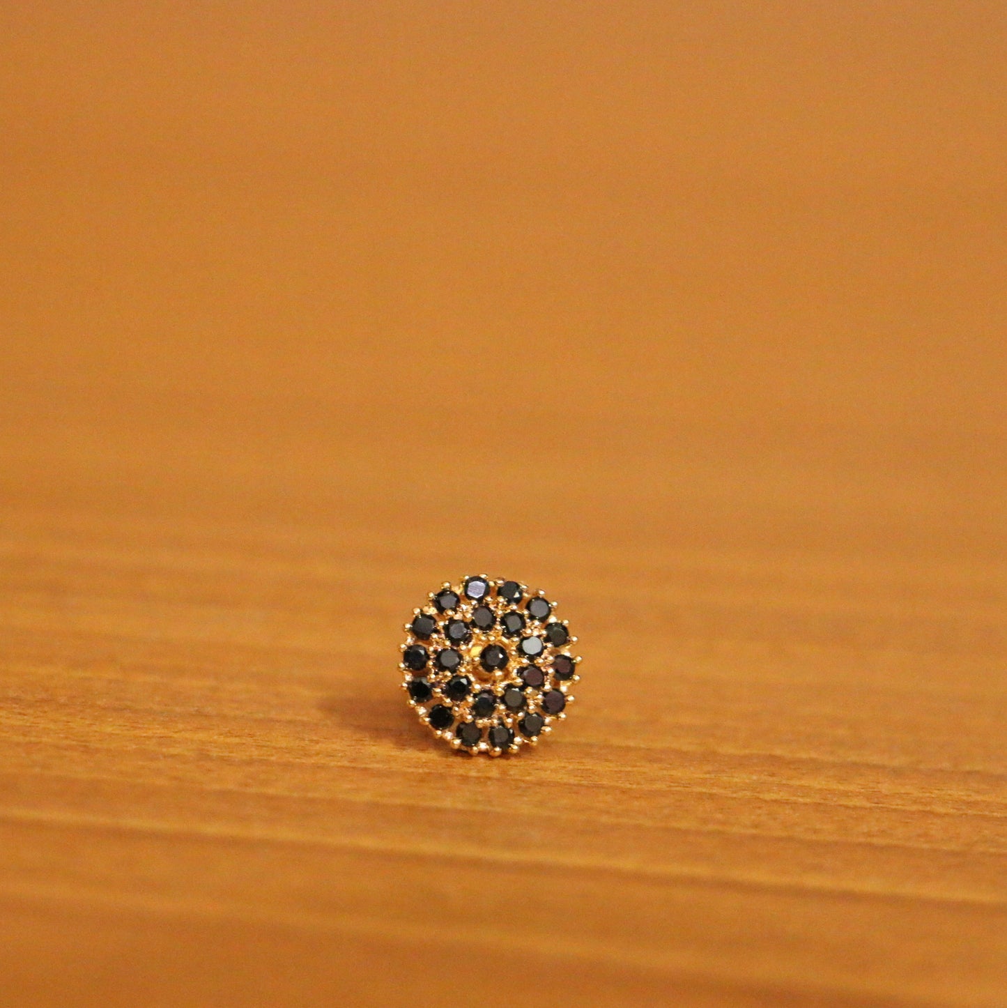 Black Cz Studded Round Piercing Nose Ring
