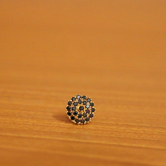 Black Cz Studded Round Piercing Nose Ring