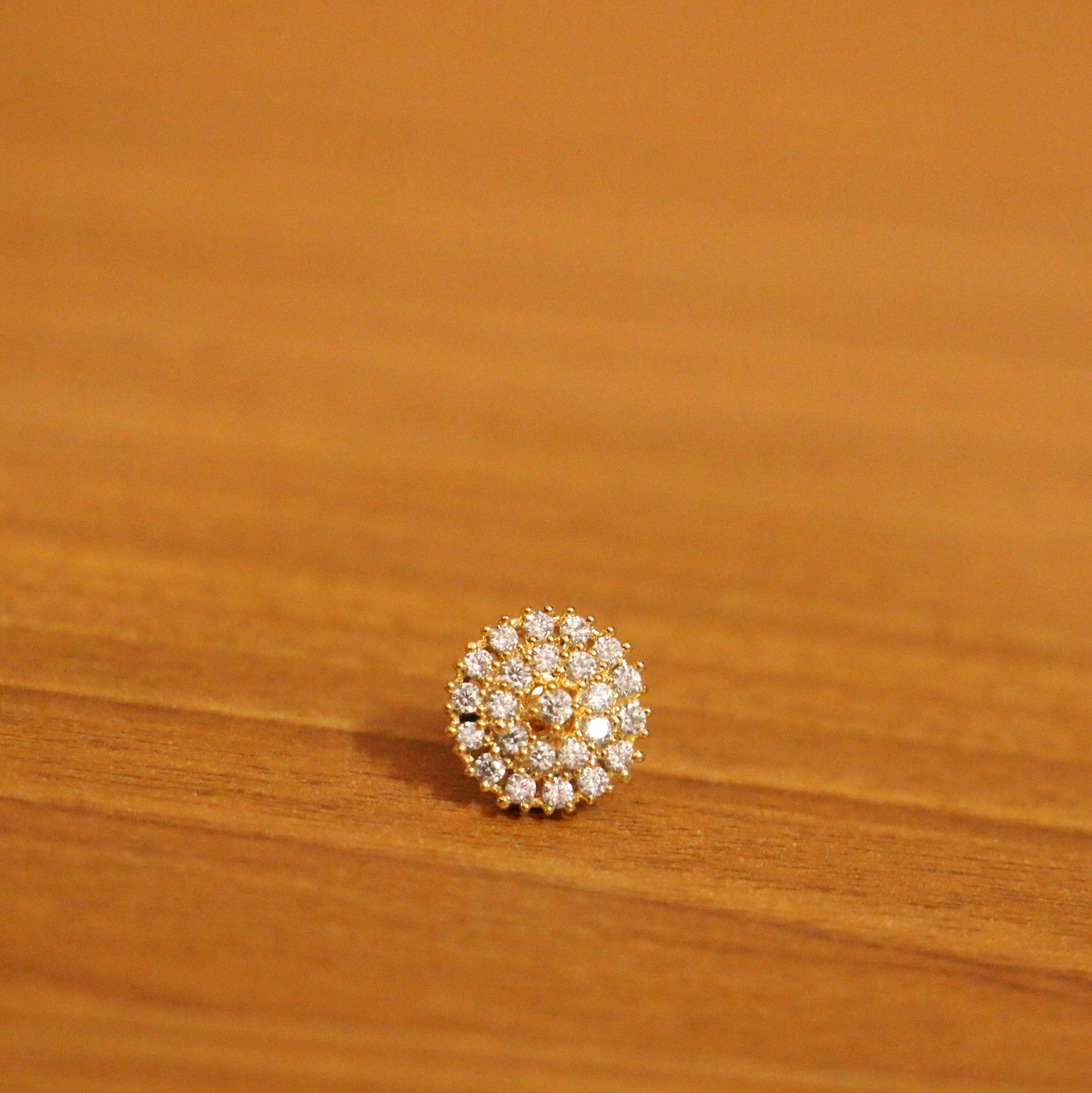Diamond Look Gold Plated Round Piercing Nose Ring
