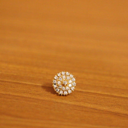 Diamond Look Gold Plated Round Piercing Nose Ring