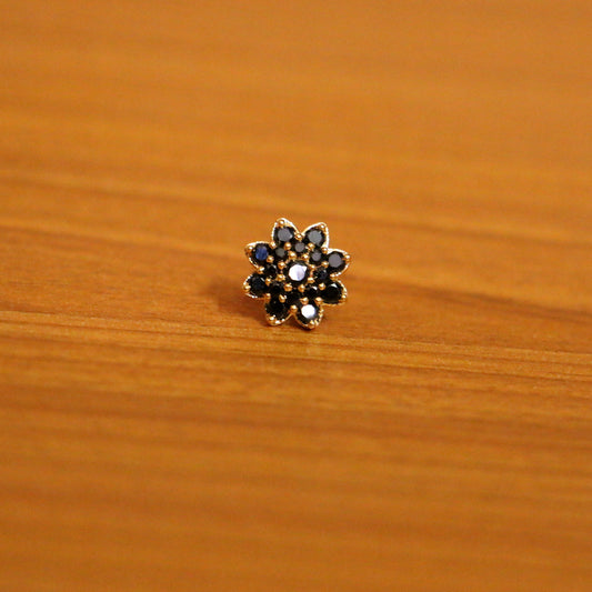 Black onyx Gold Plated Piercing Nose Ring