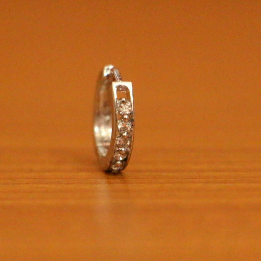 Diamond Look Silver Plated Piercing Nose Ring