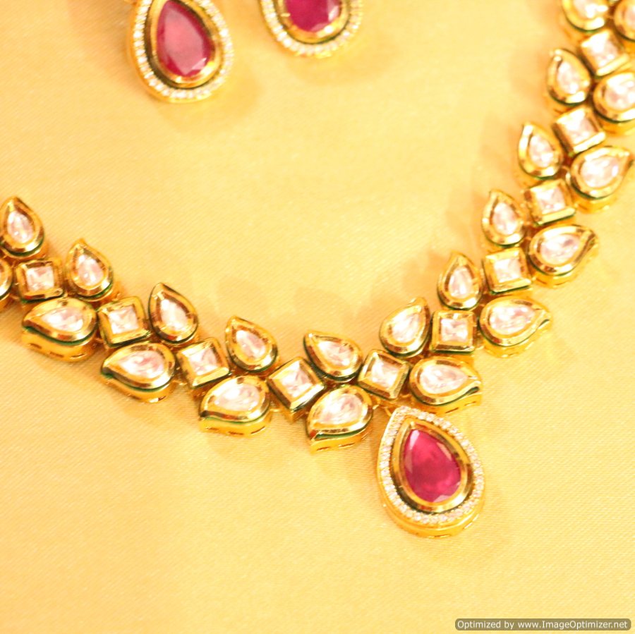 Ruby Kundan Meenakari Necklace Set