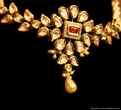 Ruby Kundan Meenakari Fusion Necklace Set