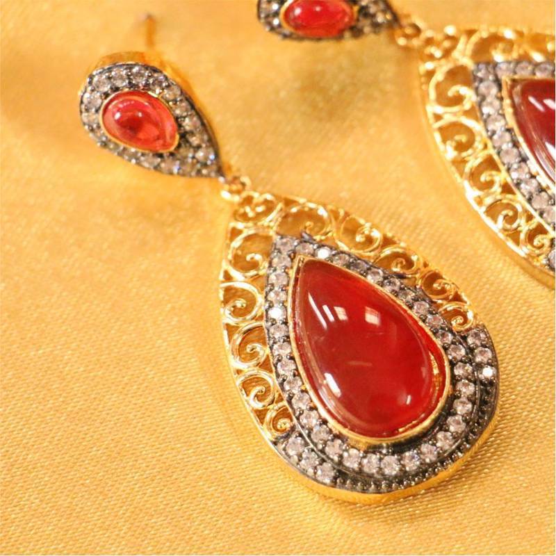 Beautiful ruby american diamond dangler