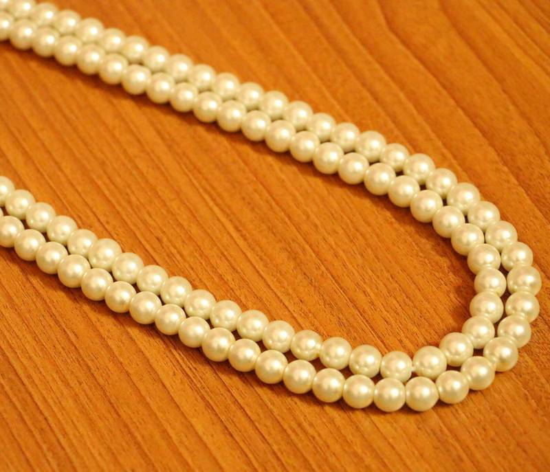 2 Line Pearl Long Necklace Set