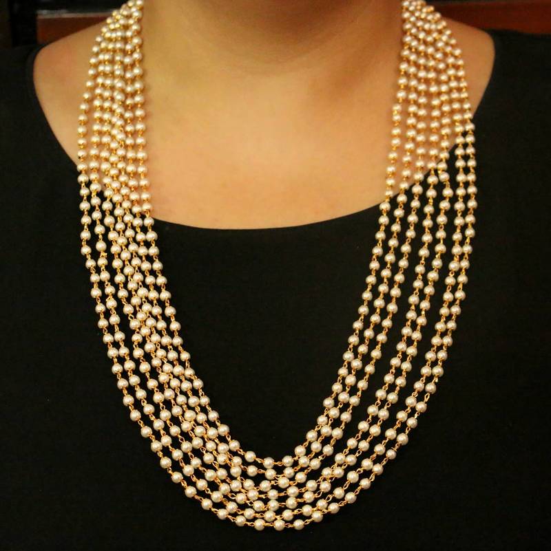7 Line Gold Plated Necklace Set