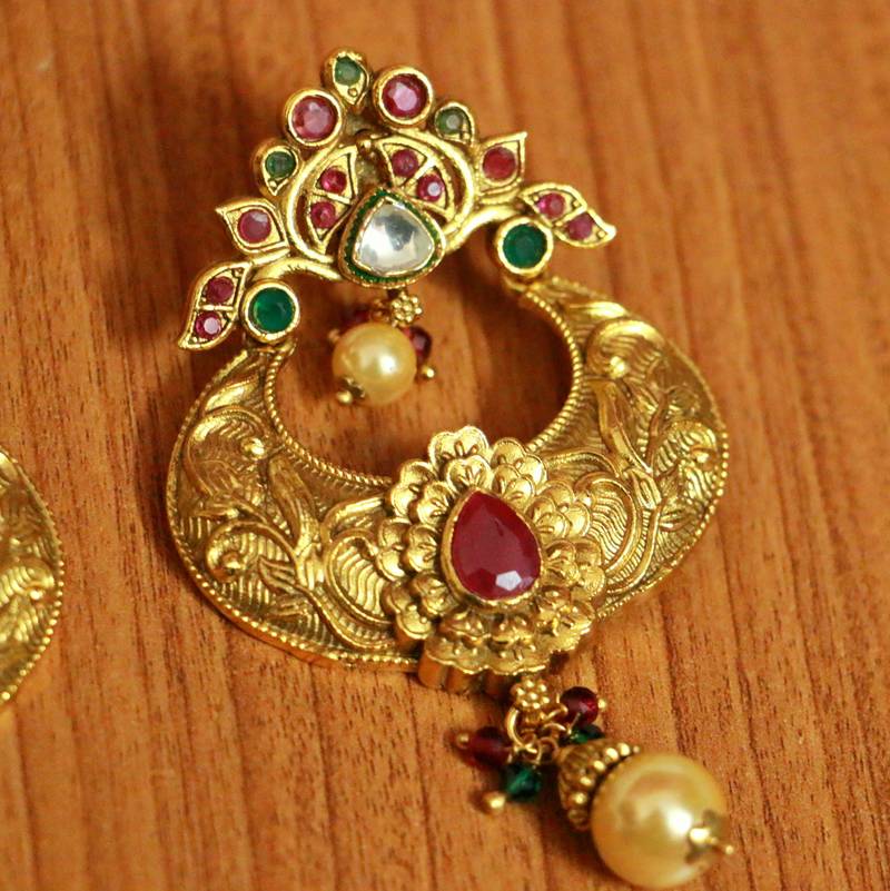 Premium Navaratna Gold Alike Big Nakshi Jhumka Earring – Jumbora