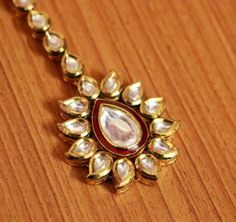 Ruby Kundan Polki Paisley Wedding Maang Tikka