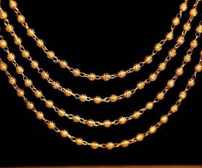 4 Line Gold Plated Ethnic Necklace