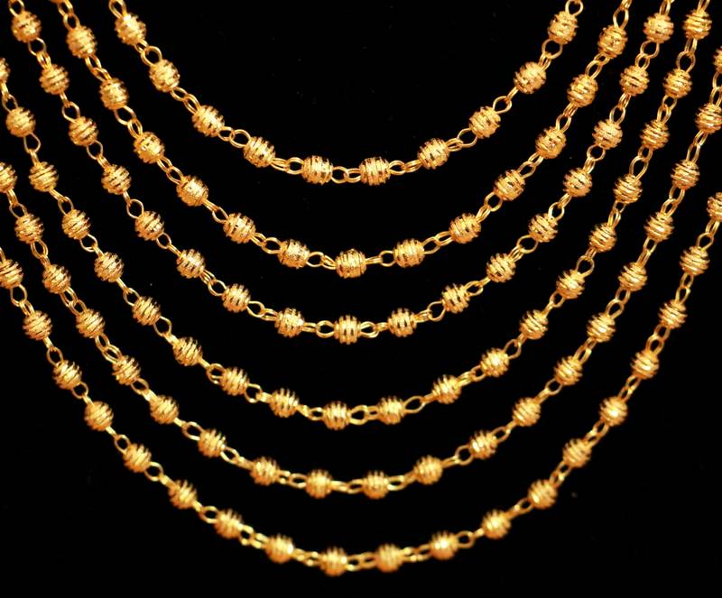 6 Line Etnic Gold look Necklace