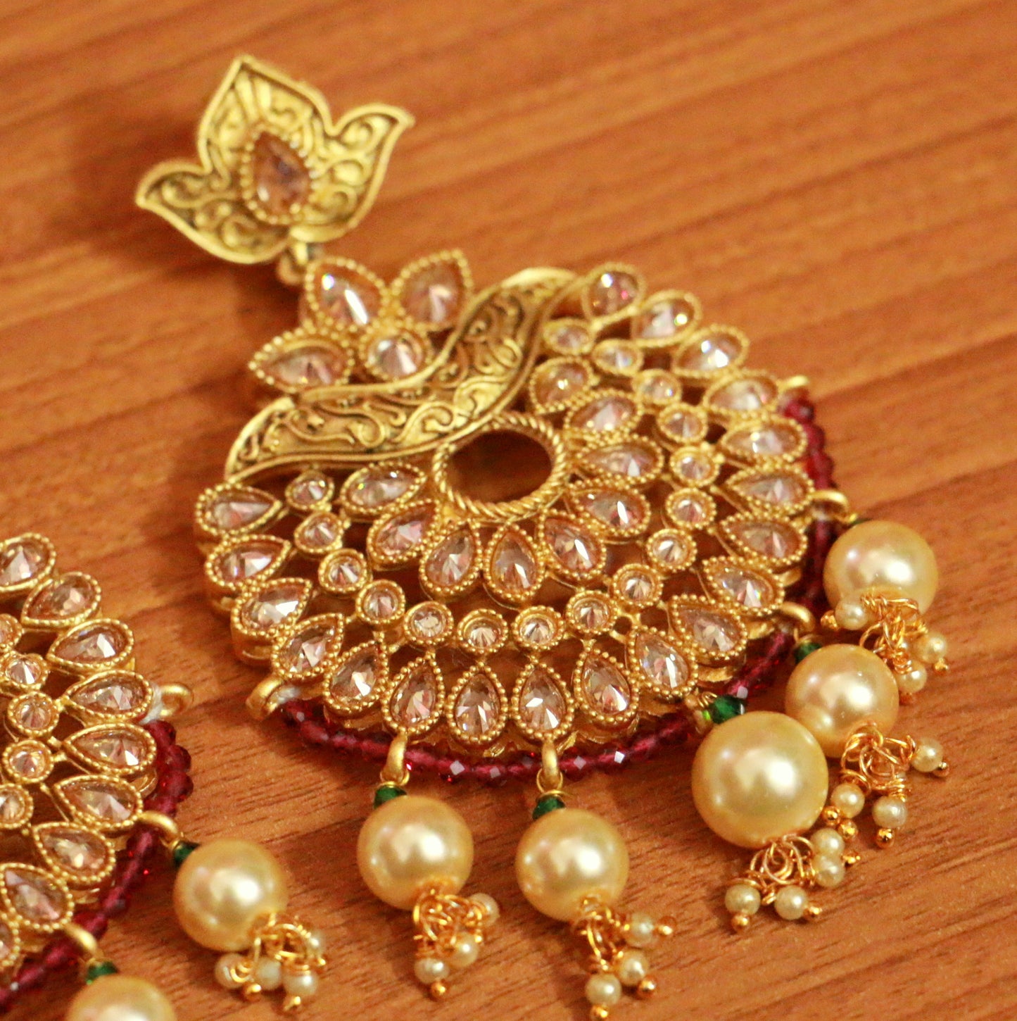 Antique Gold Look Polki Studded Danglers