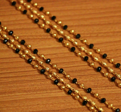 Black & Gold Bead Ethnic Long Necklace