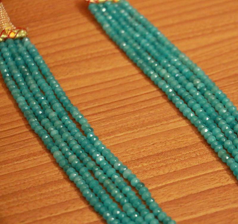 5 Line Turquoise Colour Semi Precious Necklace
