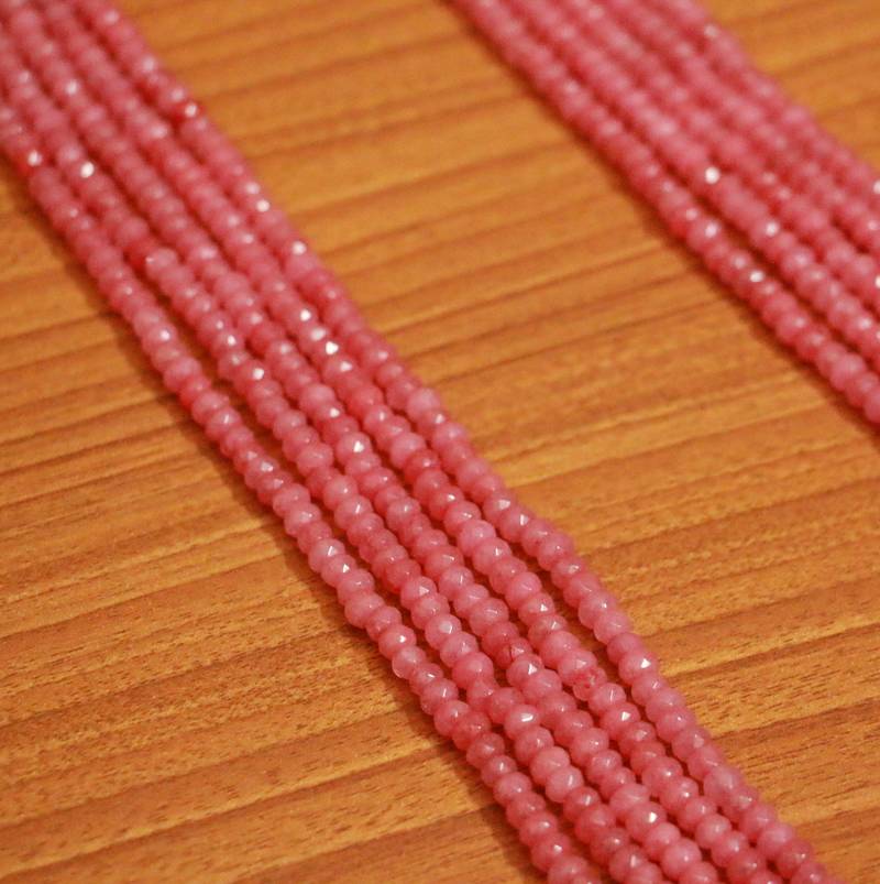 5 Line Pink Peach Colour Semi Precious Necklace