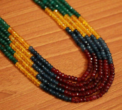 5 Line multicolour Semi Precious Necklace