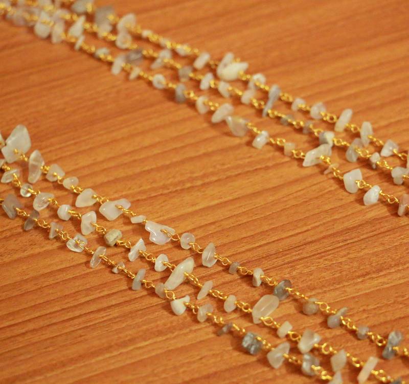 3 Line Semi Prcious Quartz Necklace