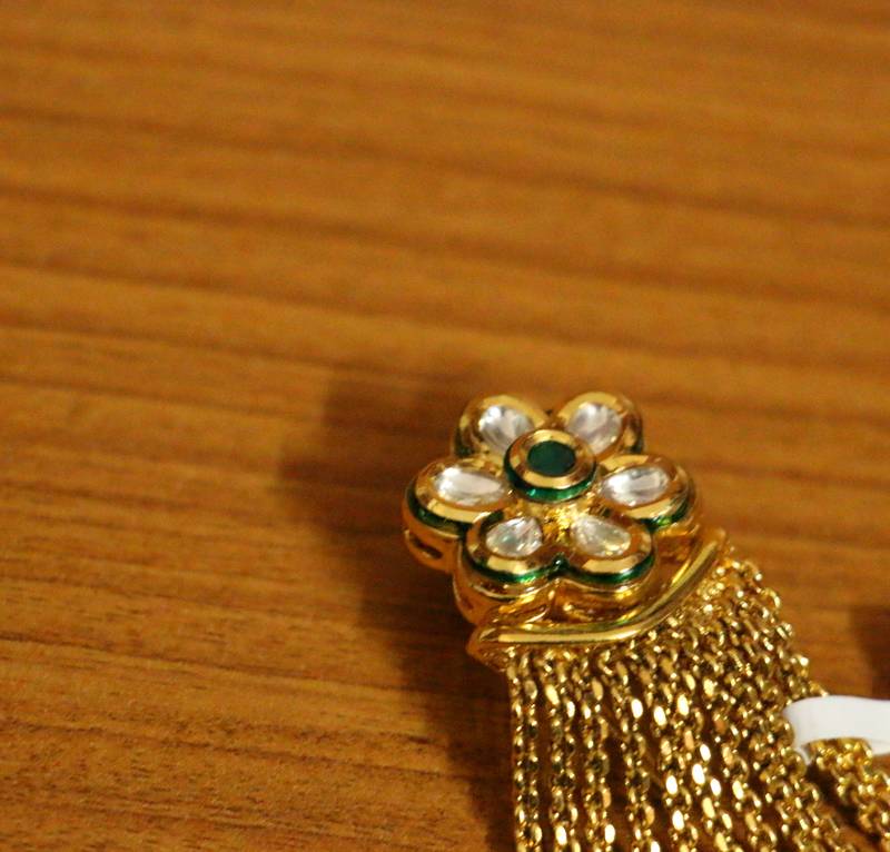 Ruby & Emerald Kundan Polki Paasa Jhoomar | Gold-Plated Bridal Side Head Jewellery