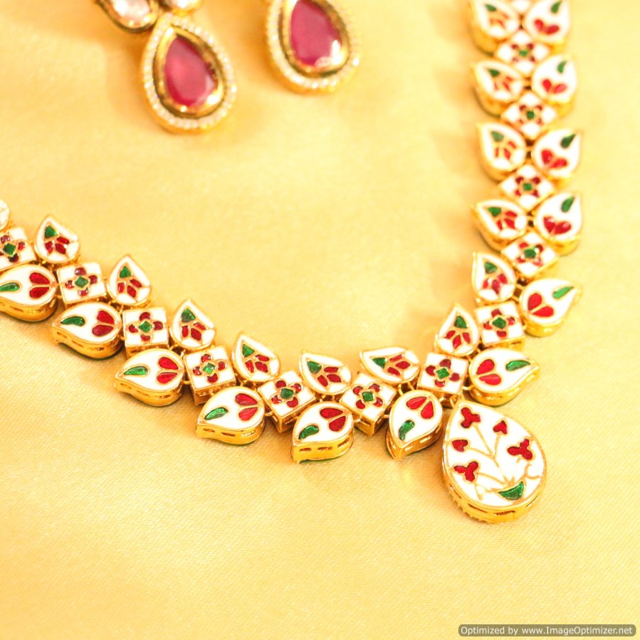 Ruby Kundan Meenakari Necklace Set