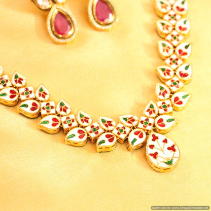 Ruby Kundan Meenakari Necklace Set